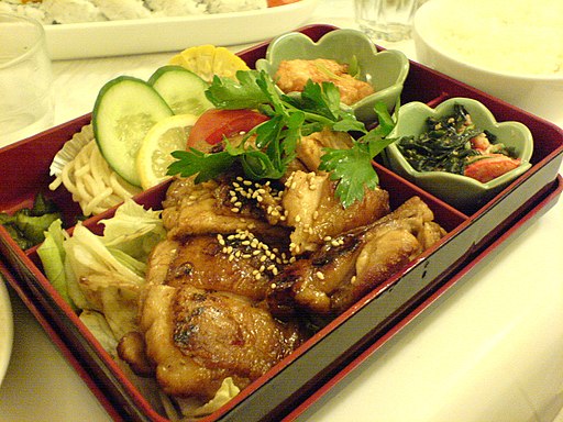 Teriyaki Chicken | Image Credit: Lil' Dee from Japanese Cafe Restaurant J at 167 Exhibition street, Melbourne, Victoria 3000, Teriyaki chicken bento by Lil' Dee in Melbourne, CC BY-SA 2.0