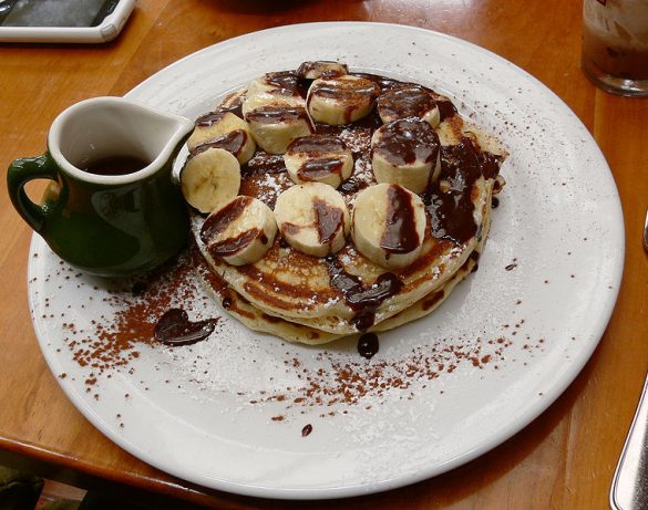 Banana and chocolate waffles