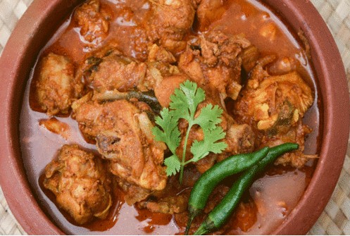 Braised Village Red Chicken Curry with Pol Roti
